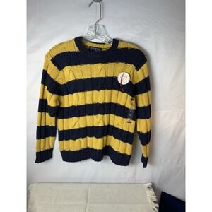 The Childrens Place Cable Knit Sweater  Blue Yellow Striped‎ NWT Med 7 / 8